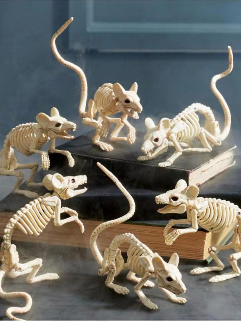 New Grandinroad Set of 6 Posable Skeleton Mice, Halloween Decor